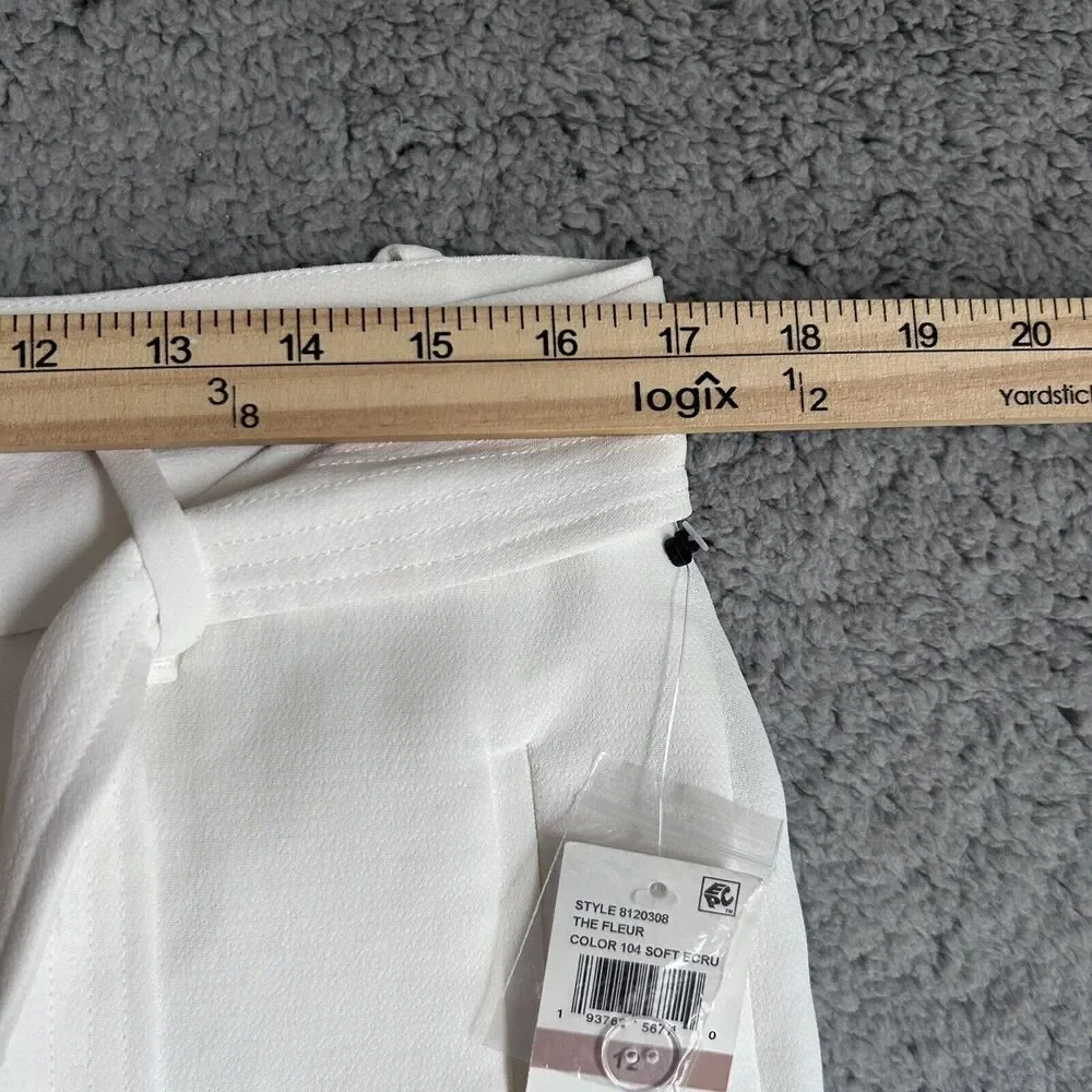 1. STATE The Fleur Ivory Textured Crepe Tie Waist Short Size 12 - Picture 8 of 14